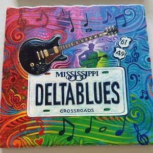 Mississippi Delta Blues Decorative Tile with Guitar Motif